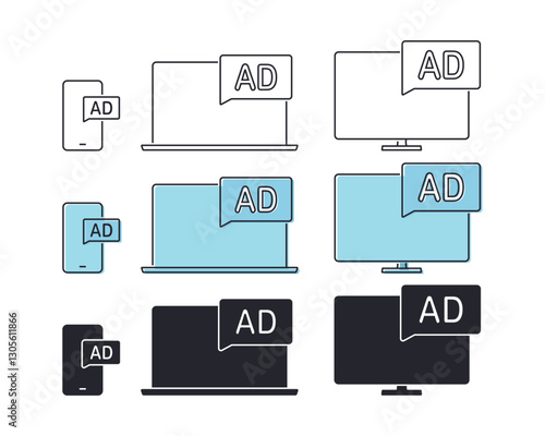 Gadget with advertising icon. Illustration vector