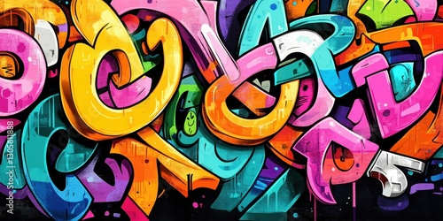 Wallpaper Mural Colorful Abstract Graffiti Art Featuring Overlapping Painted Letters Torontodigital.ca