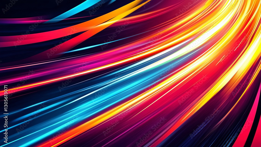 Abstract Neon Glow Motion Dynamic Light Effect. Vibrant Dynamic Ribbon Element in Blue, Orange and Red. Sport / Technology Background with Copy space. Abstract Neon Glow Motion Dynamic Light Effect. Vibrant Dynamic Ribbon Element in Blue, Orange and Red. Sport / Technology Background with Copy space.