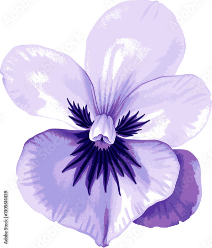 Watercolor violet flower with deep purple petals elegant floral artwork.