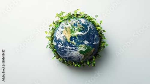 Fototapeta Naklejka Na Ścianę i Meble -  Earth surrounded by plants on a white surface