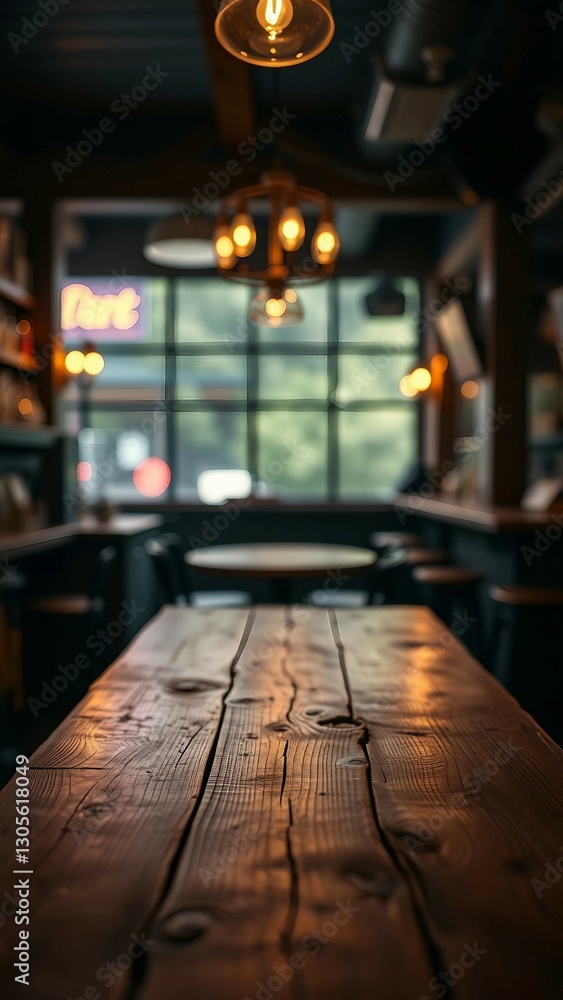 Empty wooden table rustic and blurred background of bar or pub For product display High quality phot Empty wooden table rustic and blurred background of bar or pub For product display High quality phot