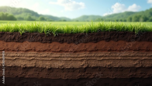 soil profile, earth layers revealing history and time's memory