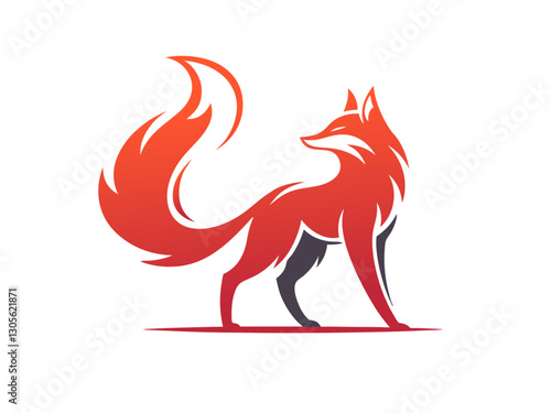 beautiful fox logo with an orange tail (2)