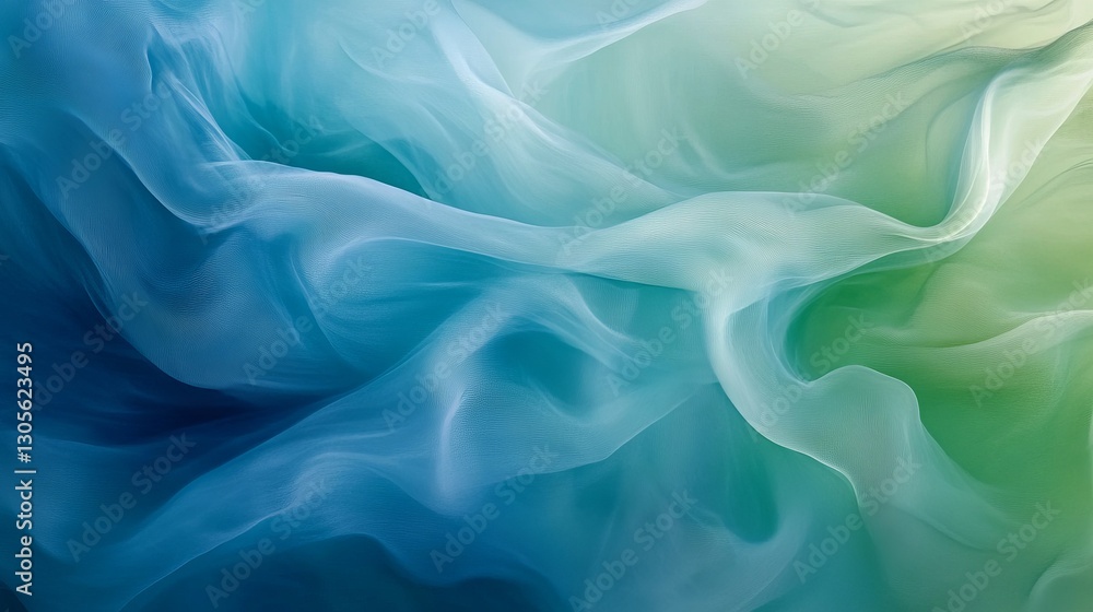 Obraz premium Abstract fluid background with blue and green gradients, soft flowing waves and smooth texture