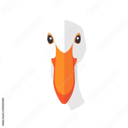 2D flat vector illustration goose face icon isolated on a white background.

