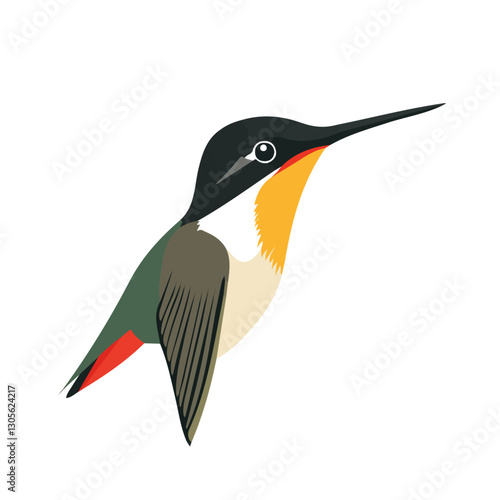 2D flat vector illustration hummingbird face icon isolated on a white background.

