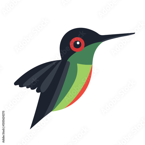 2D flat vector illustration hummingbird face icon isolated on a white background.

