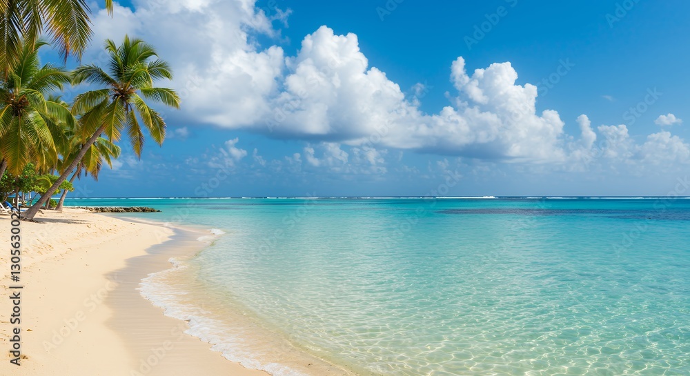Fototapeta premium Tropical Beach Paradise Idyllic Sandy Shore Turquoise Ocean