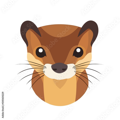 2D flat vector illustration Weasel face icon isolated on a white background.

