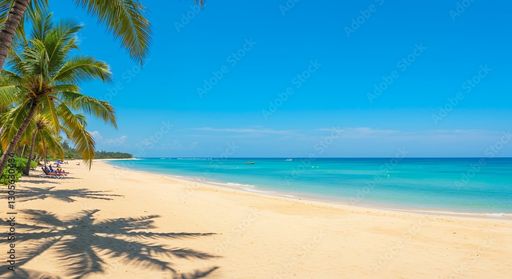 Tropical Beach Paradise Palm Trees White Sand Turquoise Ocean Tropical Beach Paradise Palm Trees White Sand Turquoise Ocean
