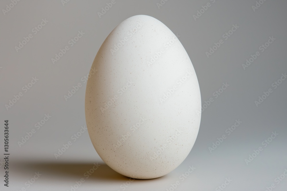 A white egg is sitting on a table. The egg is unbroken and he is fresh A white egg is sitting on a table. The egg is unbroken and he is fresh