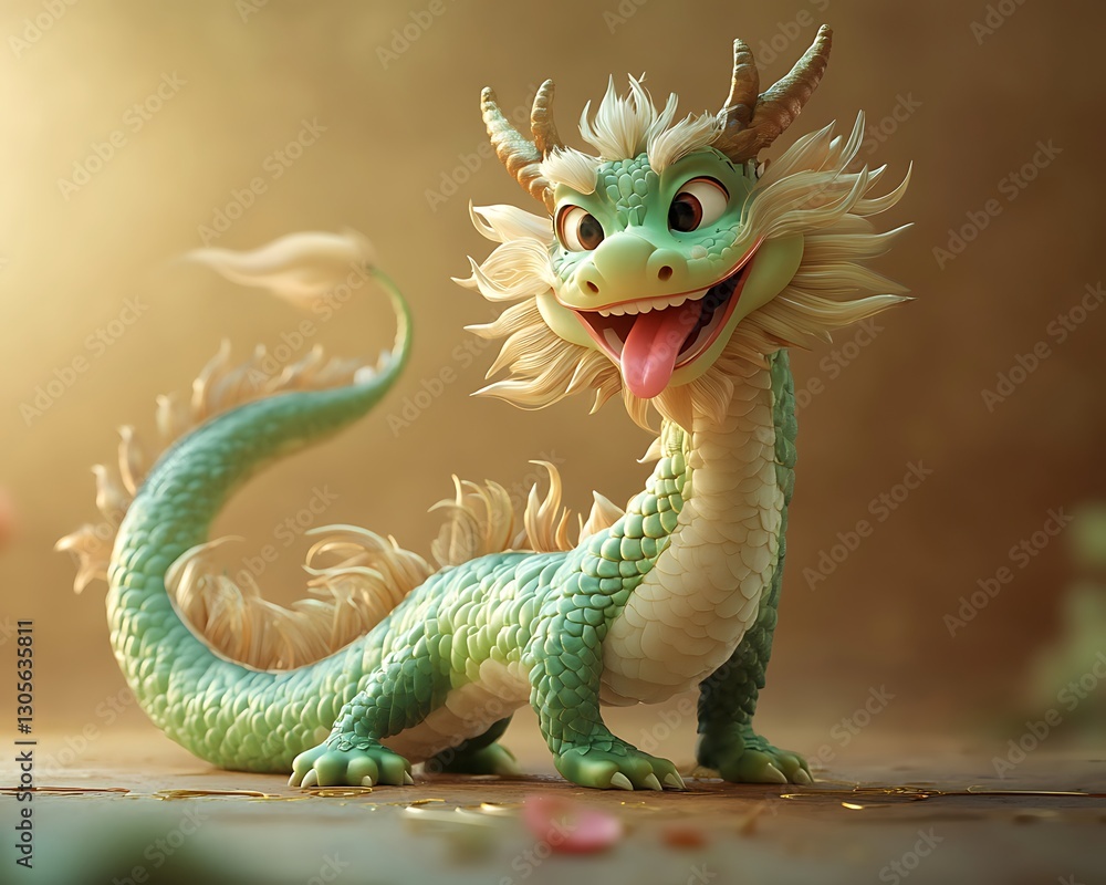 Fototapeta premium Happy Dragon Smiling in Studio Setting