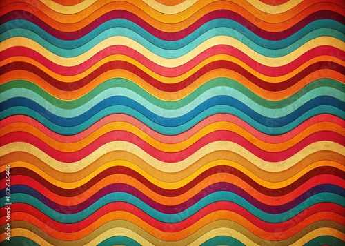 Retro Groovy Colorful Wavy Pattern Background - Vintage Style Stock Photo