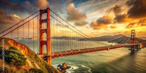 Retro Golden Gate Bridge San Francisco - Vintage Postcard Style