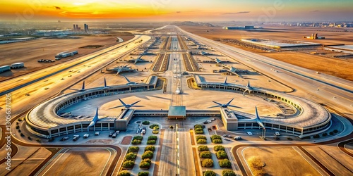 Riyadh King Khalid International Airport Aerial Panoramic View, Saudi Arabia