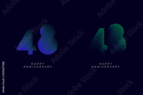 Dioagonal Line Stripes Speed Gradient Colorful 48th, 48th Happy Anniversary with diagonal Line movement,Tech, Line pattern concept.