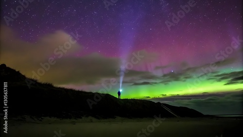 Wallpaper Mural Tourist shines a flashlight incredible starry s Torontodigital.ca