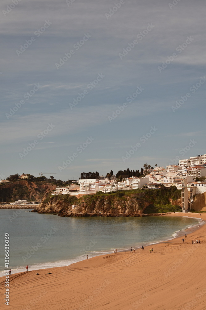 Obraz premium Portuguese town with white houses near the ocean