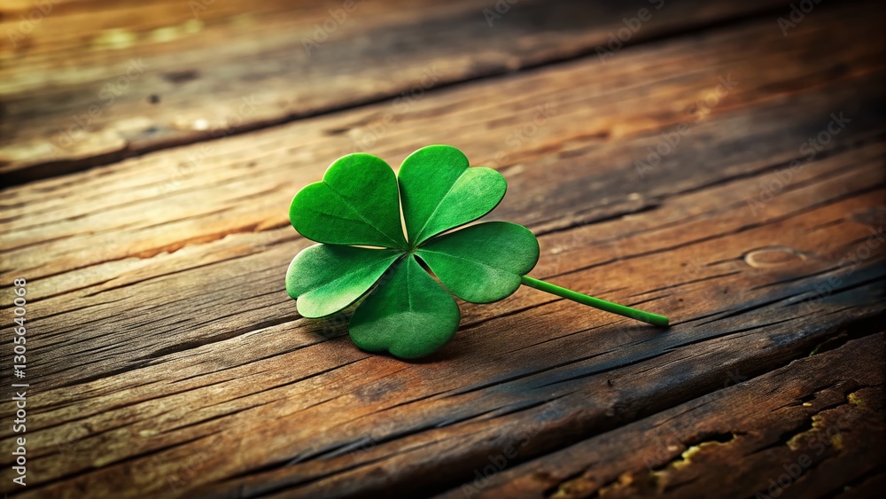 Rustic Wooden Background with Shamrock, St. Patrick's Day Clover Rustic Wooden Background with Shamrock, St. Patrick's Day Clover