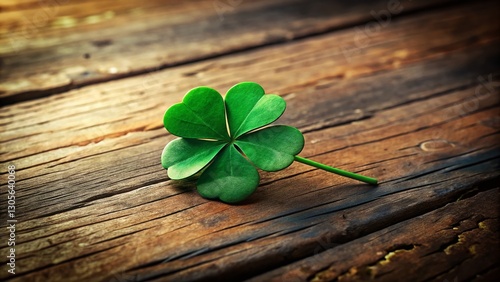 Rustic Wooden Background with Shamrock, St. Patrick's Day Clover