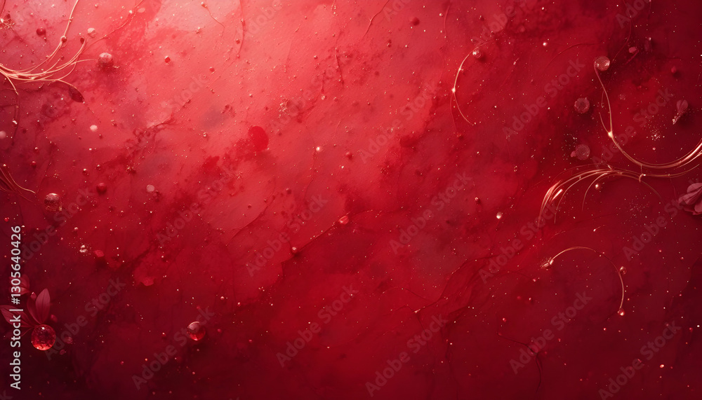 Red Abstract Art Illustrating Veins and Floral Decorative Elements Red Abstract Art Illustrating Veins and Floral Decorative Elements