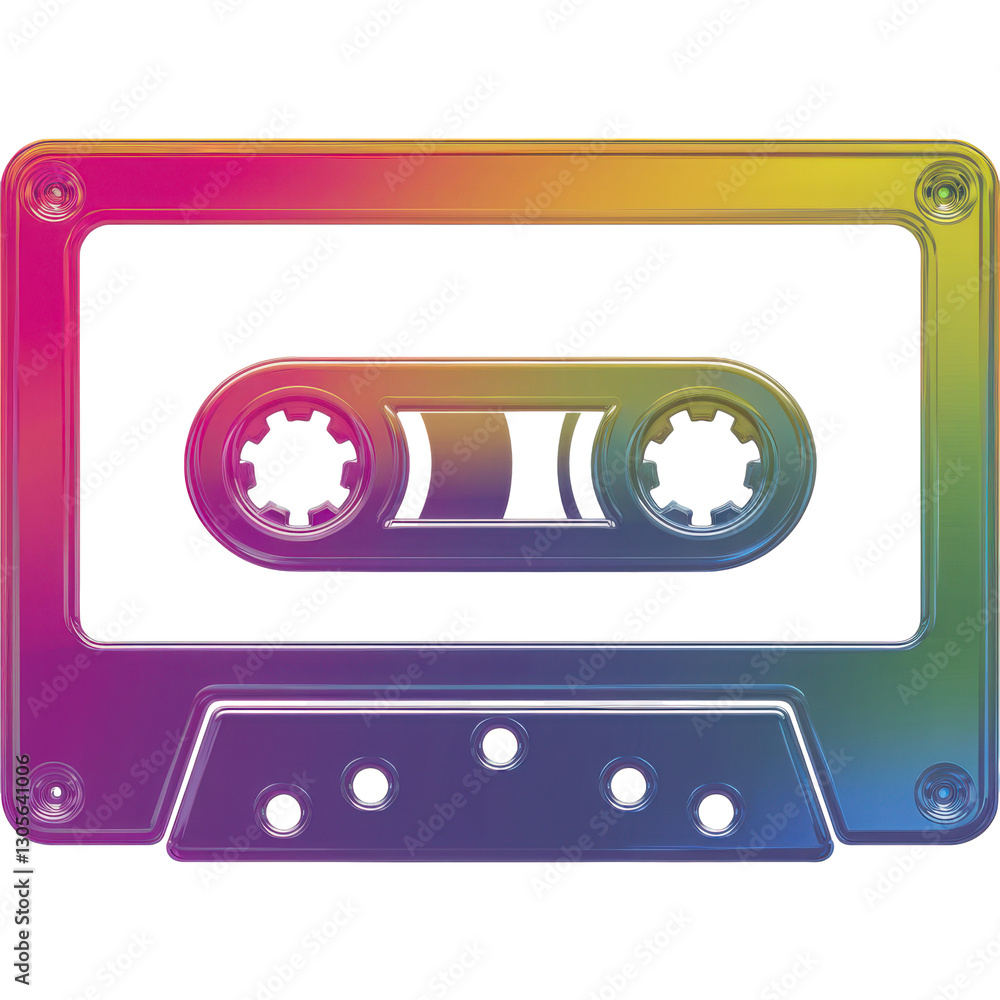 Obraz premium Retro Neon Cassette Tape Illustration