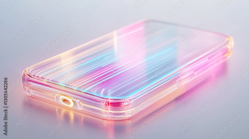 Iridescent phone case shimmering with pastel colors. Iridescent phone case shimmering with pastel colors.