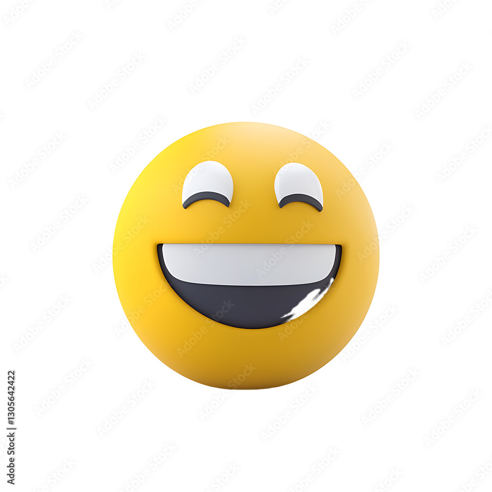 Yellow Face with Big Grin Emoji 3D Render Yellow Face with Big Grin Emoji 3D Render