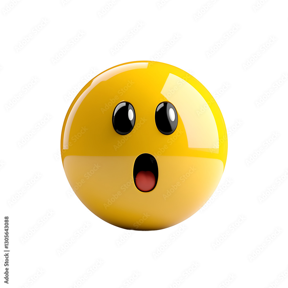 Fototapeta premium Yellow Shocked Face Emoji 3D Render