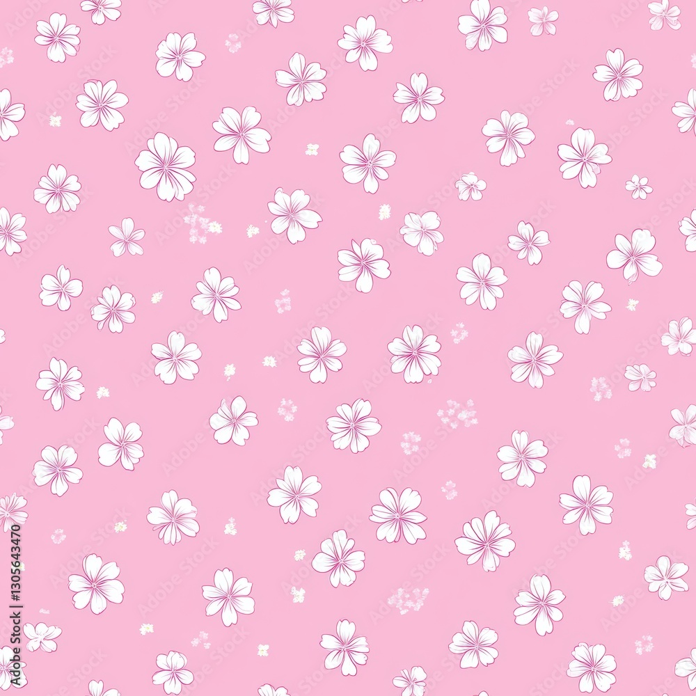 Fototapeta premium Repetitive colorful flower pattern for Spring theme fabric design.