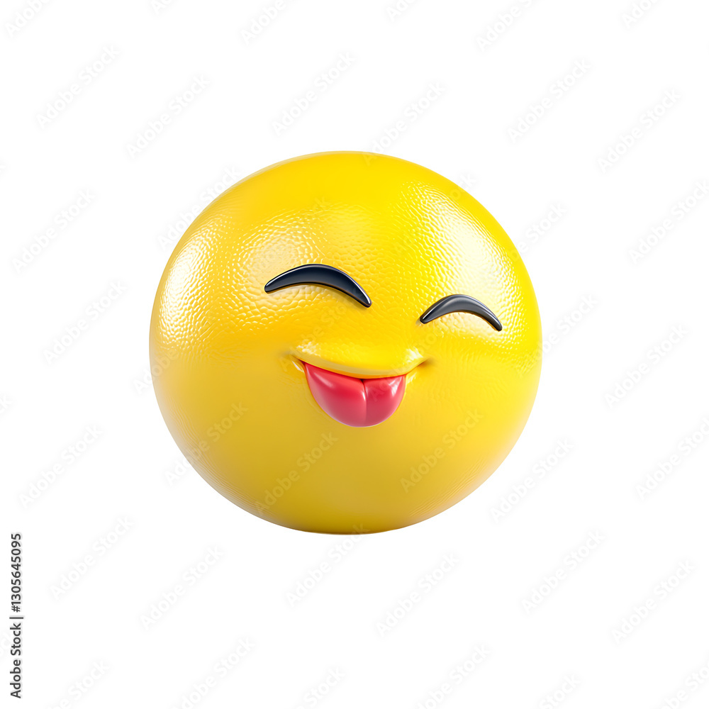 Fototapeta premium 3D yellow winking face emoji