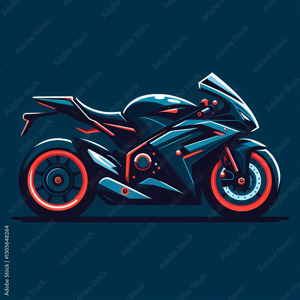 Flat vector illustration of a modern sport motorcycle. Flat vector illustration of a modern sport motorcycle.