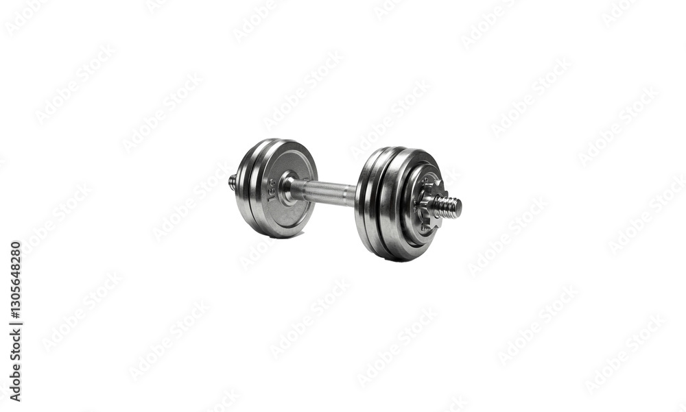 Fototapeta premium Realistic Metal Dumbbell with Polished Finish Isolated on Transparent Background for Fitness and Gym Equipment Visuals