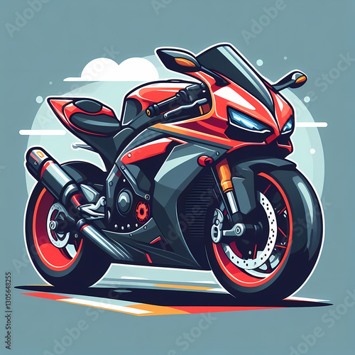 Flat vector illustration of a modern sport motorcycle.
