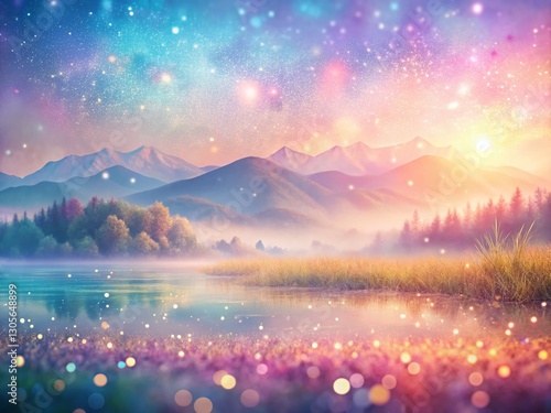 Soft Pastel Glitter Landscape: Dreamy Digital Art Background
