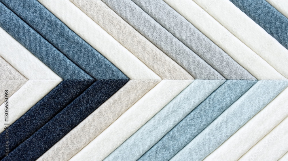 Obraz premium Textured chevron patterns with soft tones of blue, grey, and beige for modern interior design and home decor inspiration
