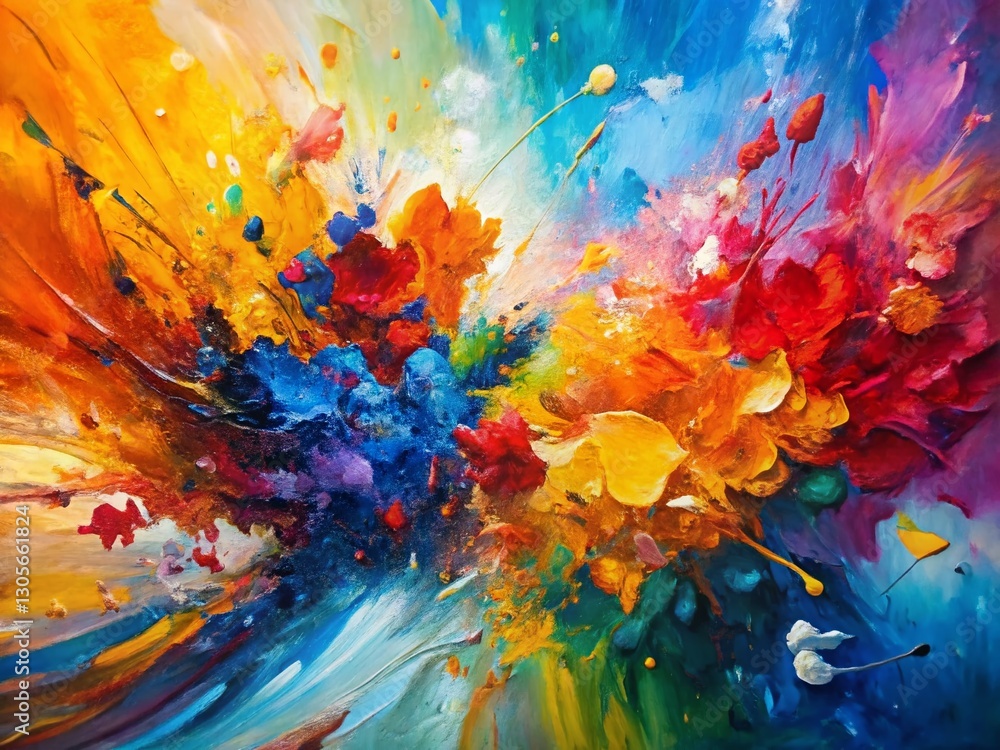 Vibrant Abstract Painting: Expressive Brushstrokes and Color Burst Vibrant Abstract Painting: Expressive Brushstrokes and Color Burst