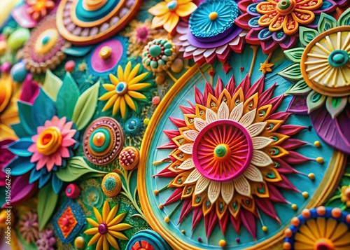 Wallpaper Mural Vibrant Boho Paper Art: Colorful Cut Paper Collage Photography Torontodigital.ca