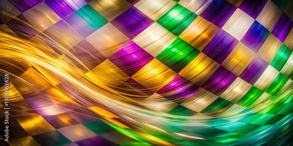 Obraz premium Vibrant Checkered Mardi Gras Celebration Background: Long Exposure Festive Pattern