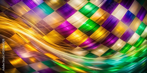 Vibrant Checkered Mardi Gras Celebration Background: Long Exposure Festive Pattern