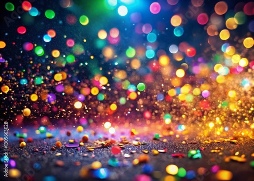 Vibrant Confetti Explosion Night Photography: Festive Celebration Background