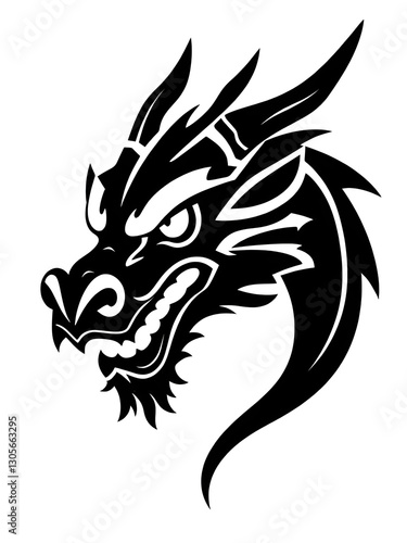 Dragon illustration icon, black silhouette vector