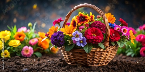 Wallpaper Mural Vibrant Flower Basket in Dark Soil: Gardening Design Inspiration Torontodigital.ca