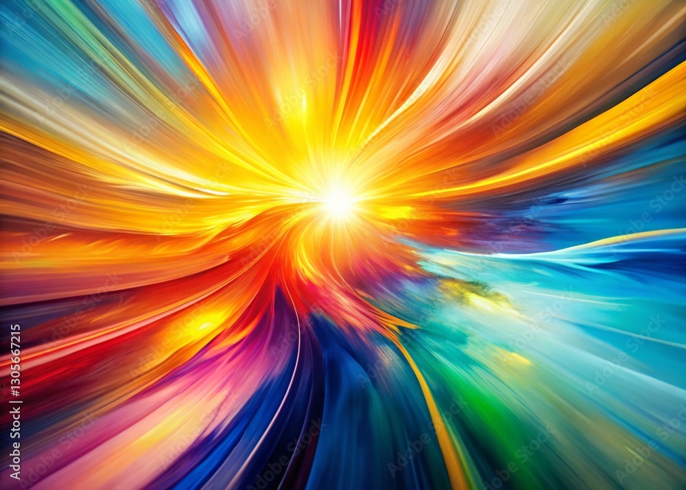 Obraz premium Vibrant Summer Abstract: Dynamic Long Exposure Paint Strokes on Repeating Geometric Pattern