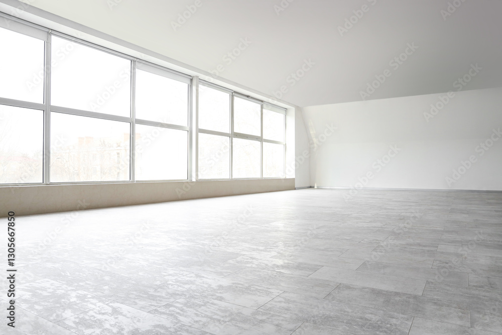 Fototapeta premium View of big empty room with large window