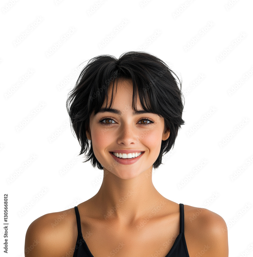 Smiling woman in bright portrait studio. Isolated on transparent background, png. Smiling woman in bright portrait studio. Isolated on transparent background, png.