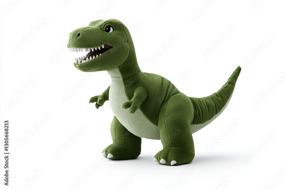 Fototapeta premium Close-up image of a green dinosaur plush against a white background