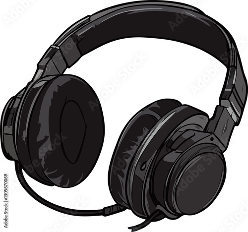 Illustration of Black Over-Ear Headphones