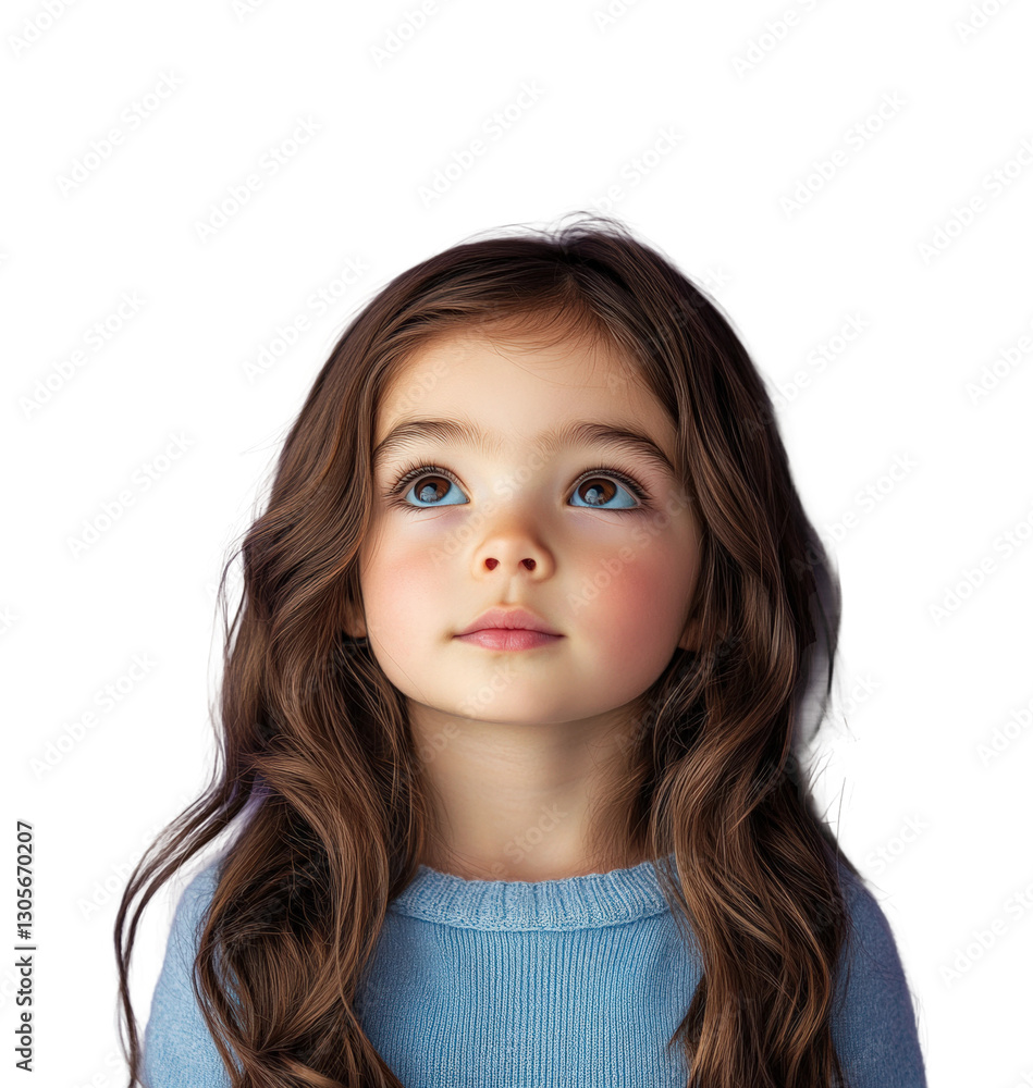 Gazing upward a curious child. Isolated on transparent background, png. Gazing upward a curious child. Isolated on transparent background, png.